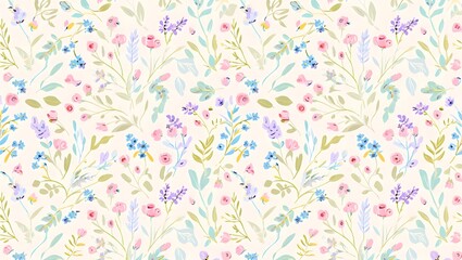Soft Watercolor Meadow Floral Background Wallpaper