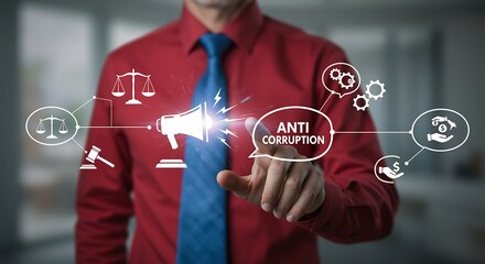 Businessman Anti Corruption Concept with Icons