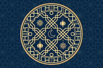 Depicting Geometric Kufi Circle Frame With Subtle Elegant High-Quality Stock Image