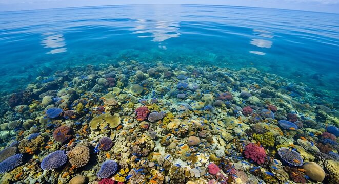 Crystal Clear Underwater View of Colorful Pebbles on a Rocky Shoreline. - Powered by Adobe