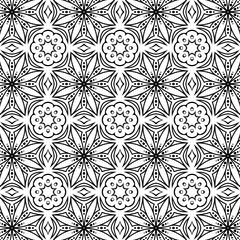 Black and White Geometric Floral Seamless Pattern