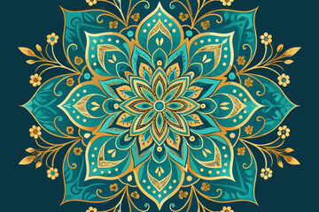 Featuring Bold Arabesque Floral Ornament With Turquoise And Dynamic High-Quality Stock Image