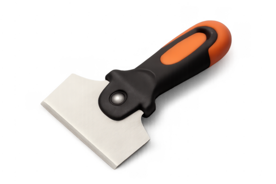 Hand tool scraper with orange handle for renovation work