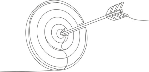 Hand drawn illustration of a target with an arrow hitting the bullseye, representing success and accurate business aiming