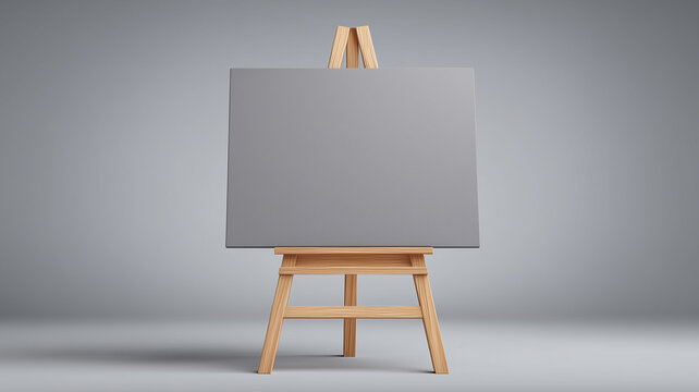 Blank canvas on wooden easel ready for painting in clean art studio.
 - Powered by Adobe