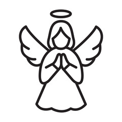 Line Christmas angel icon vector illustration