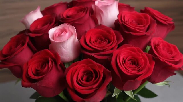 Beautiful arrangement of red and pink roses for special occasions and decor ideas. A close-up view of a stunning bouquet featuring vibrant red and soft pink roses, perfect for celebrations and home de