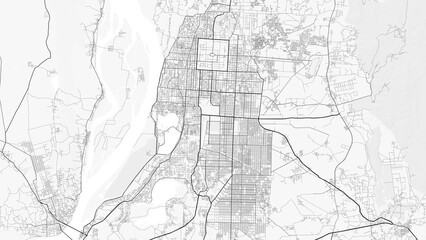 Fototapeta premium Mandalay City Map. Minimalist black and white line art poster for printing, wallpaper, wall art, and map resources for home and office decor