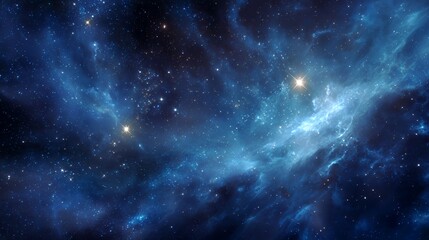 Obraz premium Celestial Nebula: Glowing Starfield and Cosmic Clouds in Deep Space