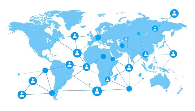 Global Network Connection - A World Map Visualization of Interconnectivity.