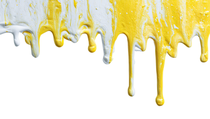 Drips of yellow & white paint on black, flowing down