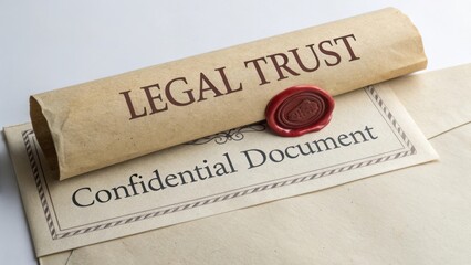 Legal Trust Document with Wax Seal on Envelope Showing Confidentiality in Professional Setting