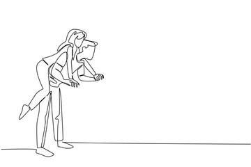 Continuous line drawing of a man carrying piggyback moment his wife celebrates National Loving Day, symbolizing playfulness, affection, and joyful connection. Minimalist love concept illustration.