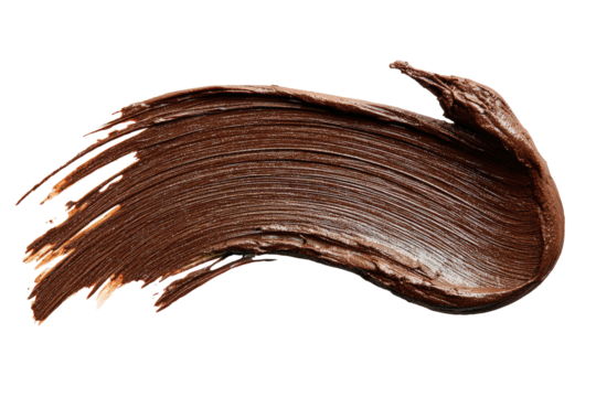 Chocolate smear, thick, textured brushstroke on black