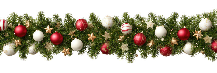 Festive garland with ornaments & golden stars
