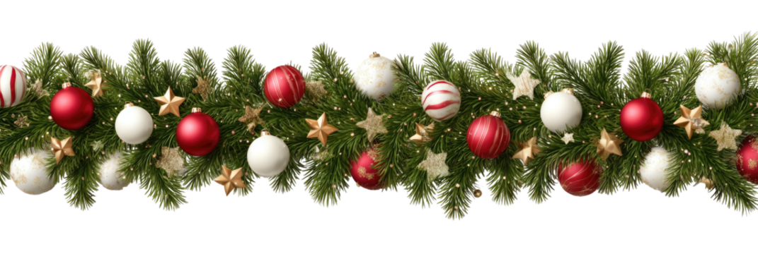 Festive garland with ornaments & golden stars - Powered by Adobe