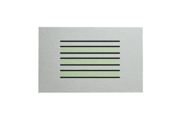 Rectangular art, pale green bars in dark lines on paper
