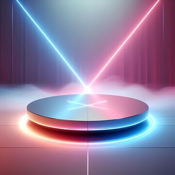 Translucent Podium Disc with Neon Cross-Beam