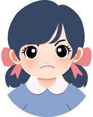 Obraz premium Adorable Cartoon Girl with a Grumpy Expression A Charming Illustration