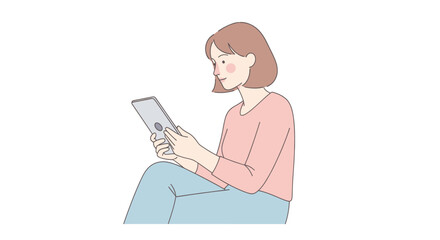 Young woman using tablet computer at home