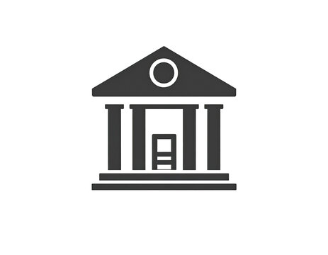 Grey bank icon with columns, on black background
