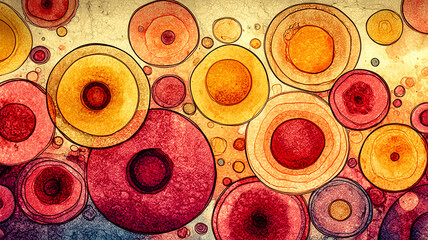 An artistic cluster of abstract circular forms illustrating layered composition, visual rhythm and conceptual biological inspiration.
