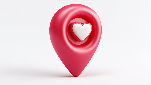 A heart themed location symbol representing emotional connection, meaningful direction and the conceptual idea of love centered navigation.
