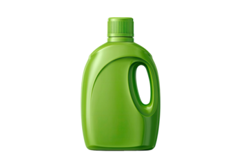 Green liquid detergent bottle with handle, no labels