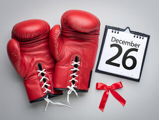 Boxing Day holiday celebration with calendar gloves and festive ribbon