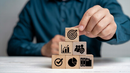 Achieving goals with strategic planning and teamwork, a focus on targets, success, and growth in business strategy, demonstrating efficient workflow