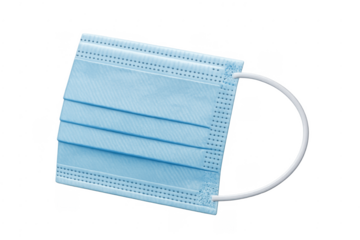 Blue surgical face mask protecting against pathogens