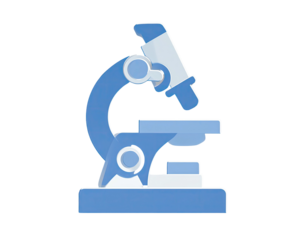 Stylized blue microscope illustration, side view