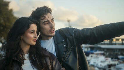 Couple Enjoying Scenic View by the Marina