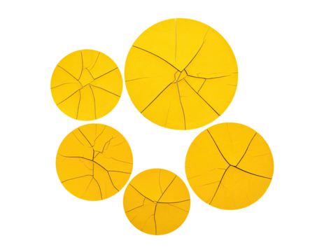 Cracked yellow orbs in a flower-like arrangement