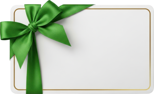White Card Green Corner Ribbon