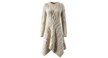 Elegant cream colored crochet dress with long sleeves on black