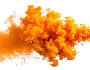 Orange ink plume dissipates on black