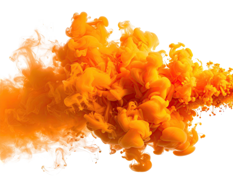 Orange ink plume dissipates on black