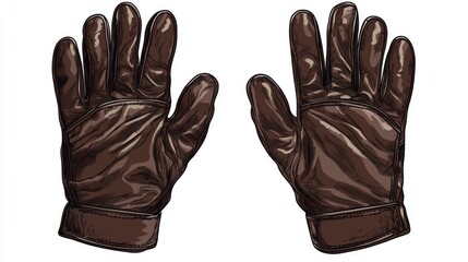 Brown Leather Gloves Isolated on White Background for Fashion Use