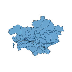 Obraz premium Abstract Map with Blue Divisions and River Outlines