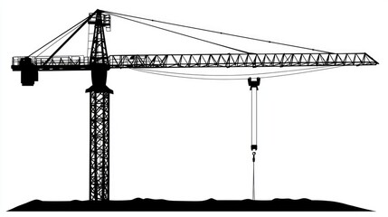 Construction Crane Silhouette for Urban Development and Architecture