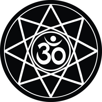 Golden om symbol icon in sacred geometry circle