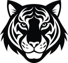 Fototapeta premium Stylized tiger face emblem for logos and icons