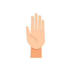 Fototapeta premium Flat Hand Palm Showing Stop Gesture on White Background