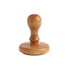 Elevated wooden stamp object featuring smooth polished surface against transparent isolated display