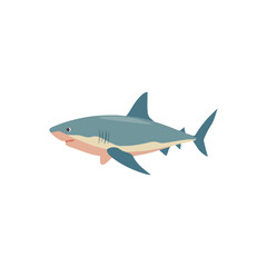 Naklejka premium Flat Shark Illustration on White Background Marine Animal