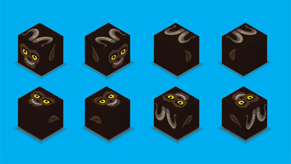 Dice 3D Christmas Characters Krampus Cartoon Vector