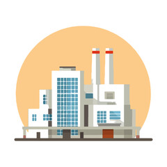 Naklejka premium Modern Industrial Factory Building Illustration in Minimalist Style