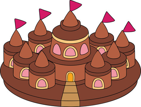 Small Fantasy Kingdom Made of Chocolate Pieces, Miniature Chocolate Castle, Sweet Fantasy Landscape, Edible Chocolate World, Creative Dessert Art, Magical Chocolate Architecture
