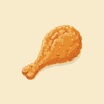 Fried chicken drumstick crispy food flat vector illustration